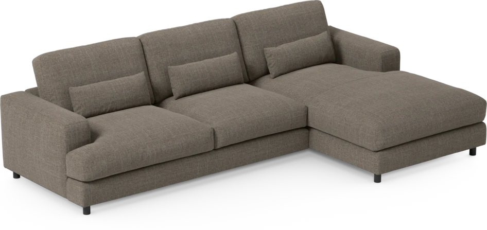 Noma - 3-sits soffa med schäslong höger - Brun