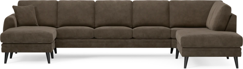 Eden - 3-sits soffa med schäslong vänster och divan höger - Brun