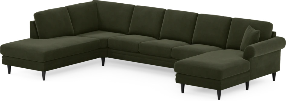 Eden - 3-sits soffa med divan vänster och schäslong höger - Grön