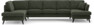 Eden - 3-sits soffa med divan vänster och schäslong höger - Grön