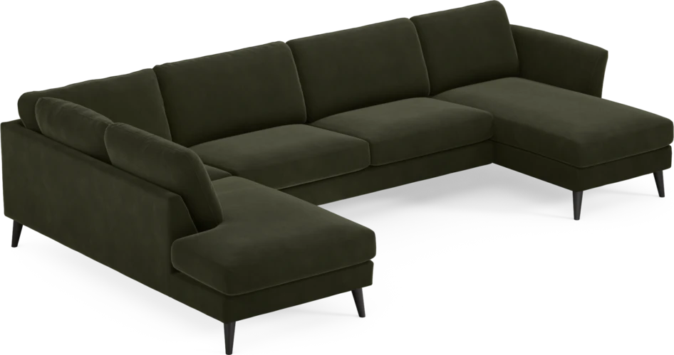 Bridge - 3-sits soffa med divan vänster och schäslong höger - Grön