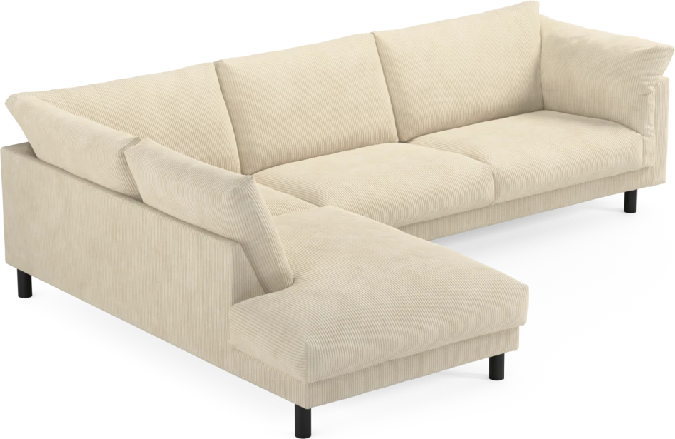 Cherrie - 3-sits soffa med divan vänster, fast klädsel - Vit