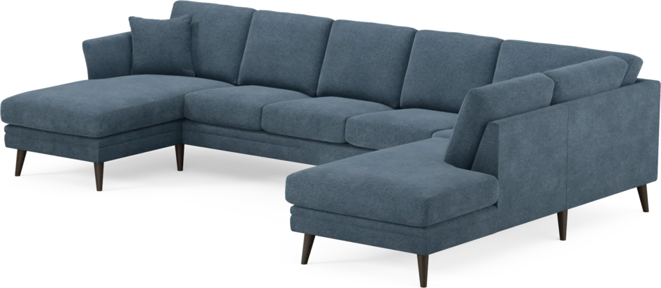 Eden - 3-sits soffa med schäslong vänster och divan höger - Blå