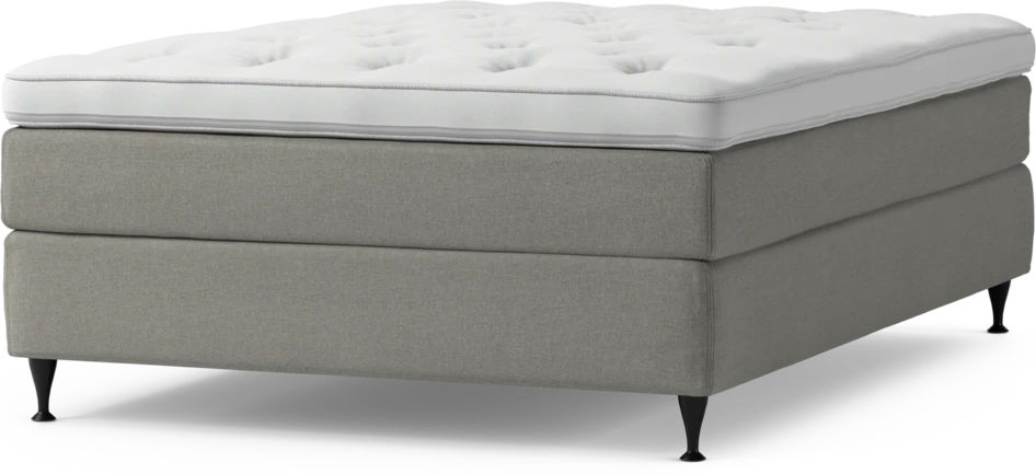 Delux Sense - Kontinentalsäng, enkelsäng 140 cm med bäddmadrass och sängben - Grå
