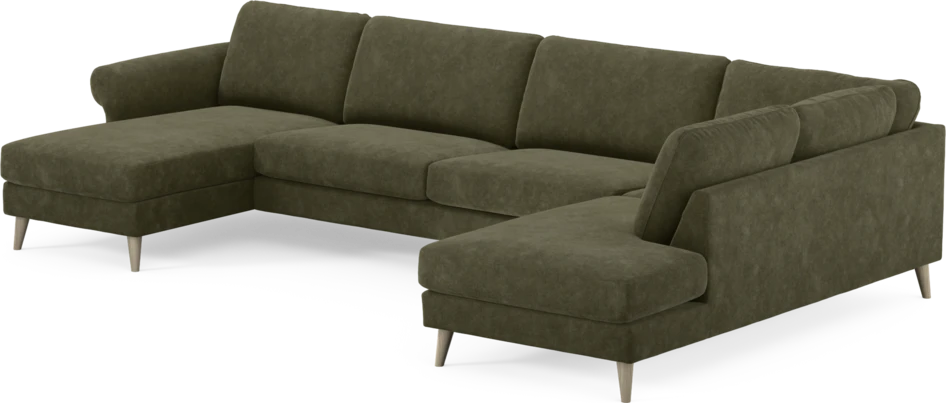 Bridge - 3-sits soffa med schäslong vänster och divan höger - Grön