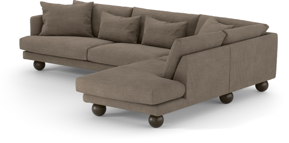 Harper - 3-sits soffa med divan höger - Brun