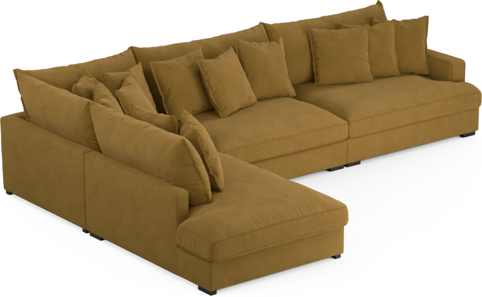 Rossi - 4-sits soffa med divan vänster - Gul