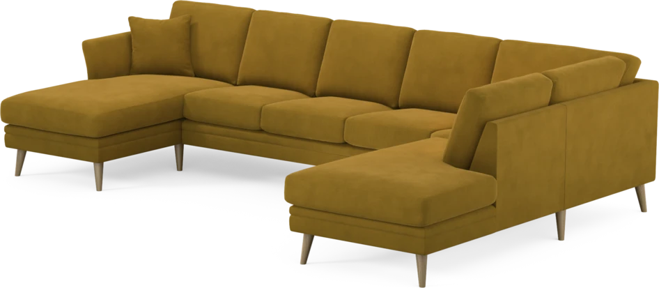 Eden - 3-sits soffa med schäslong vänster och divan höger - Gul