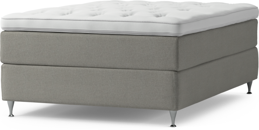 Delux Exclusive - Kontinentalsäng, enkelsäng 140 cm med bäddmadrass och sängben - Grå