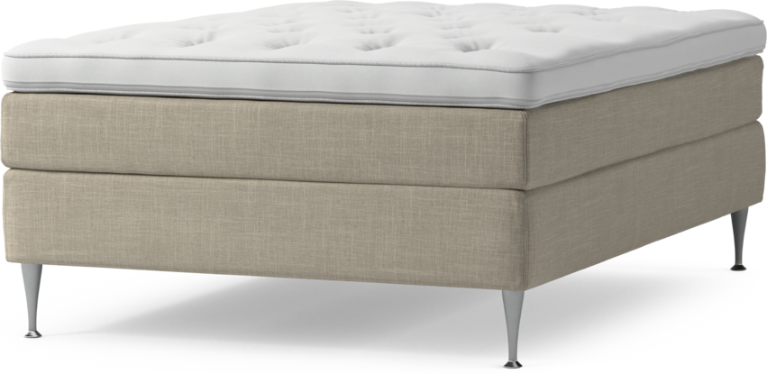 Delux Sense - Kontinentalsäng, enkelsäng 140 cm med bäddmadrass och sängben - Beige