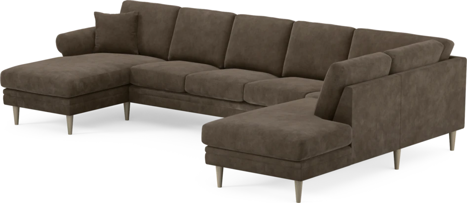 Eden - 3-sits soffa med schäslong vänster och divan höger - Brun