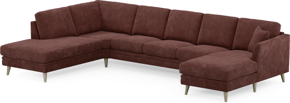 Eden - 3-sits soffa med divan vänster och schäslong höger - Röd