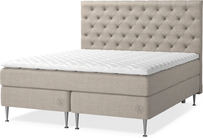 Saltskär Exclusive, Kontinentalsäng, dubbelsäng med bäddmadrass Saltskär Exclusive och pikerad sänggavel