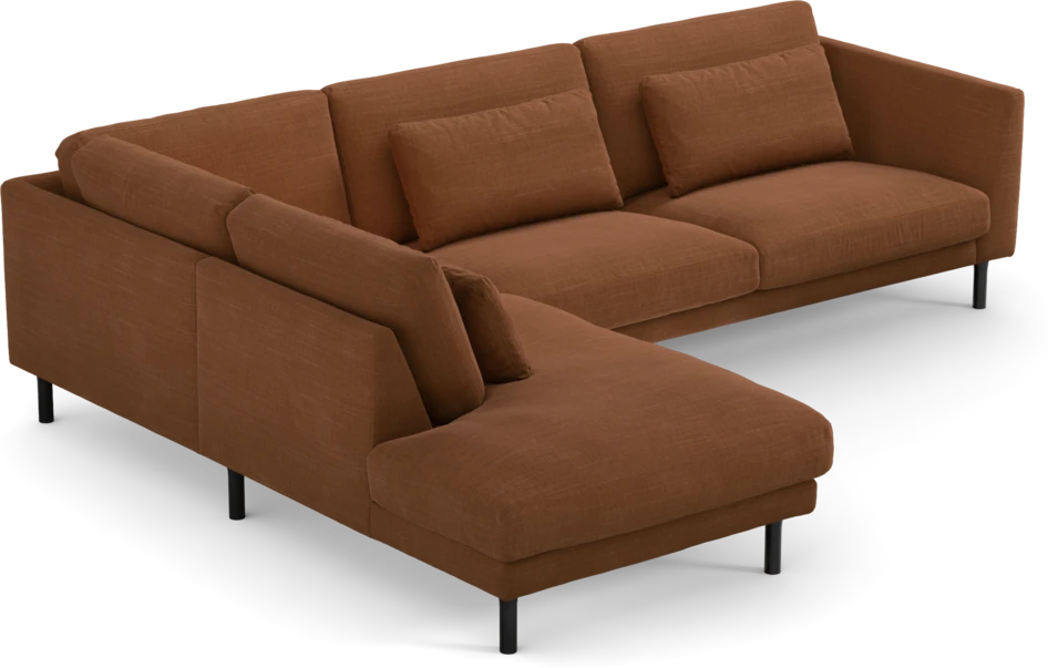 Willow - 3-sits soffa med divan vänster, fast klädsel - Orange