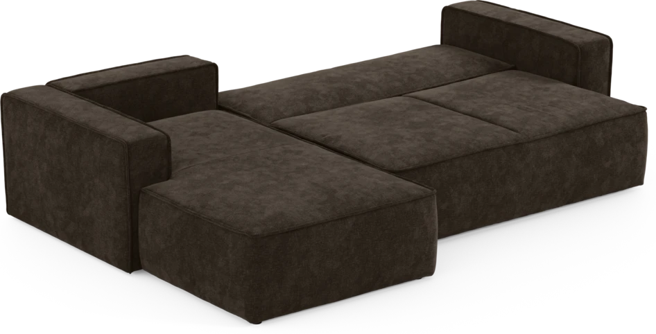 Ide - Bäddsoffa 3-sits med schäslong vänster - Brun
