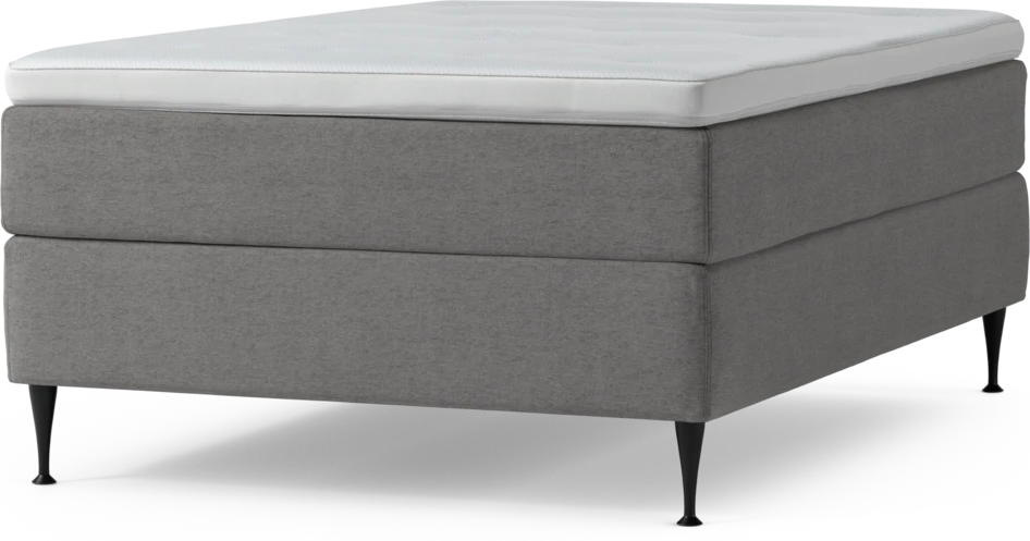 Delux Exclusive - Kontinentalsäng, enkelsäng 140 cm med bäddmadrass och sängben - Grå