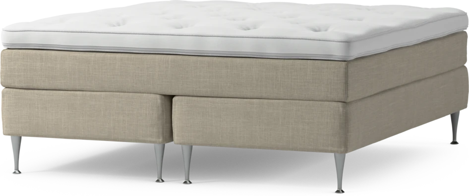 Delux Sense - Kontinentalsäng, dubbelsäng med bäddmadrass och sängben - Beige
