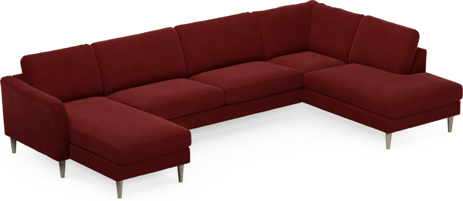 Bridge - 3-sits soffa med schäslong vänster och divan höger - Röd