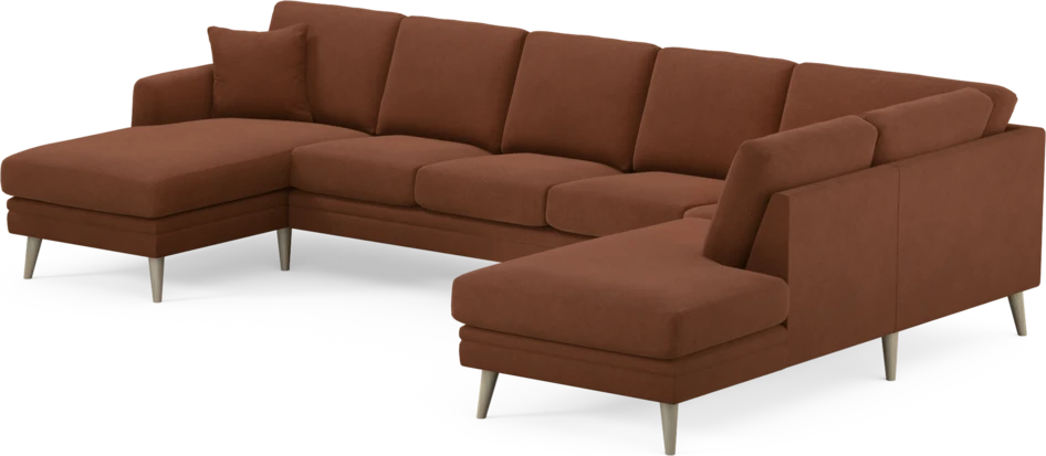 Eden - 3-sits soffa med schäslong vänster och divan höger - Orange