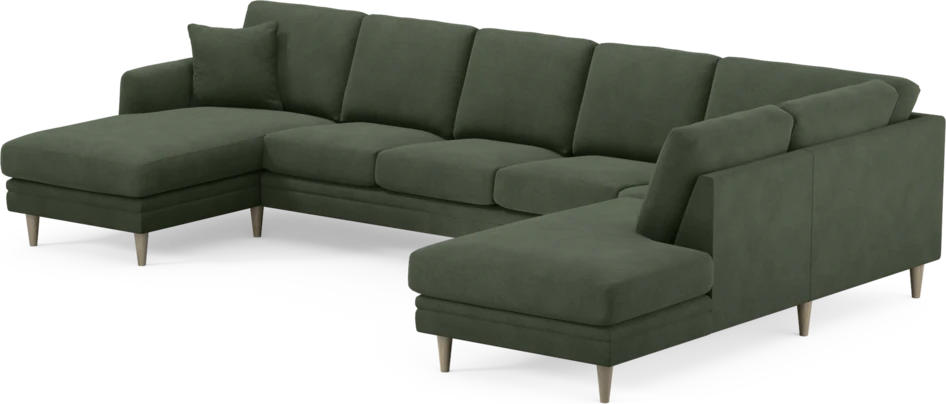 Eden - 3-sits soffa med schäslong vänster och divan höger - Grön