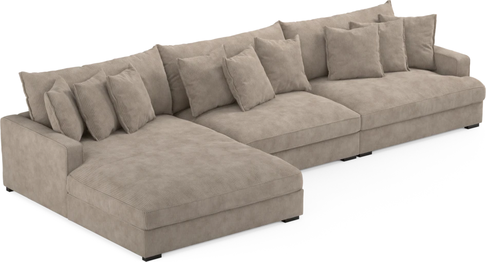 Rossi - 4-sits soffa med schäslong XL vänster - Beige