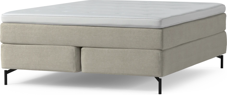 Delux Sense - Kontinentalsäng, dubbelsäng med bäddmadrass och sängben - Beige