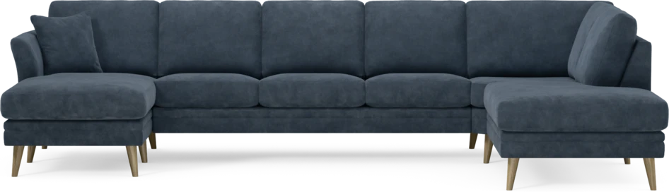 Eden - 3-sits soffa med schäslong vänster och divan höger - Blå