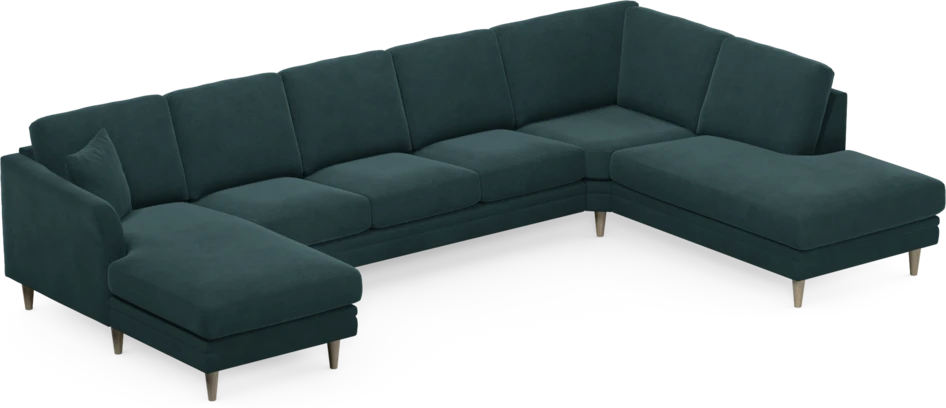 Eden - 3-sits soffa med schäslong vänster och divan höger - Blå