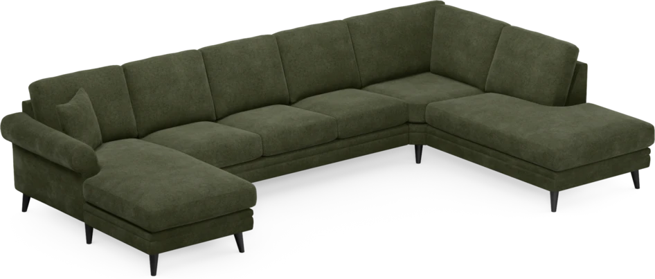 Eden - 3-sits soffa med schäslong vänster och divan höger - Grön