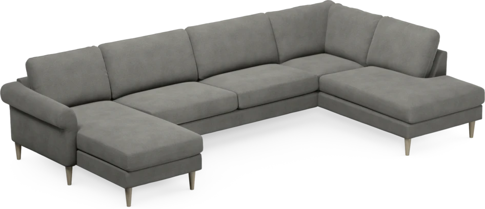 Bridge - 3-sits soffa med schäslong vänster och divan höger - Grå