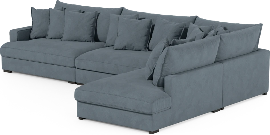 Rossi - 4-sits soffa med divan höger - Blå