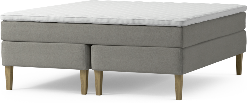 Delux Sense - Kontinentalsäng, dubbelsäng med bäddmadrass och sängben - Grå