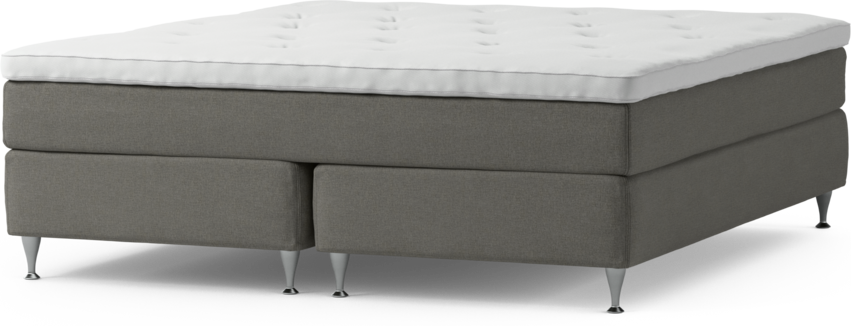 Delux Sense - Kontinentalsäng, dubbelsäng med bäddmadrass och sängben - Grå