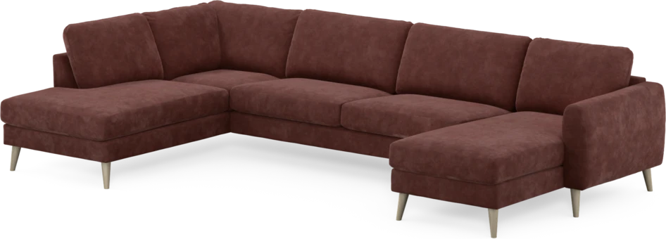 Bridge - 3-sits soffa med divan vänster och schäslong höger - Röd