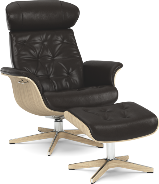 Timeout - Fåtölj och fotpall pikérad - Brun