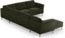 Bridge - Hörnsoffa, 3+2-sits med schäslong vänster - Grön