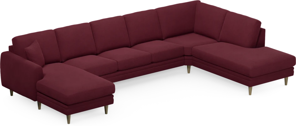 Eden - 3-sits soffa med schäslong vänster och divan höger - Röd