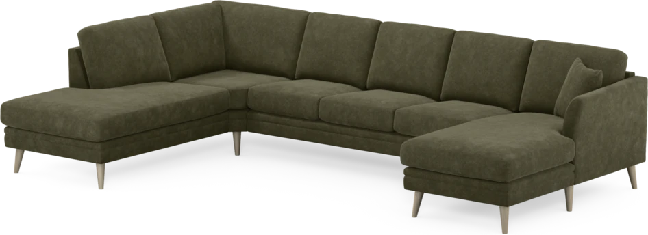 Eden - 3-sits soffa med divan vänster och schäslong höger - Grön
