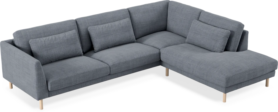 Willow - 3-sits soffa med divan höger, fast klädsel - Blå