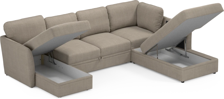 Öland - Bäddsoffa med schäslong vänster och divan höger - Beige