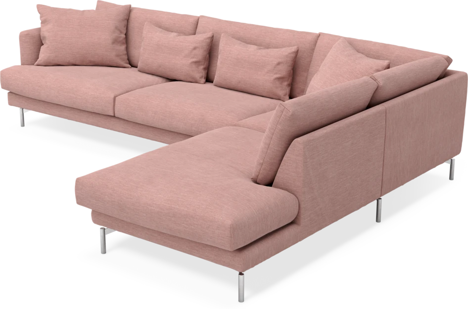 Harper - 3-sits soffa med divan höger - Rosa