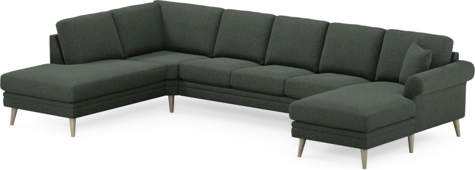 Eden - 3-sits soffa med divan vänster och schäslong höger - Grön