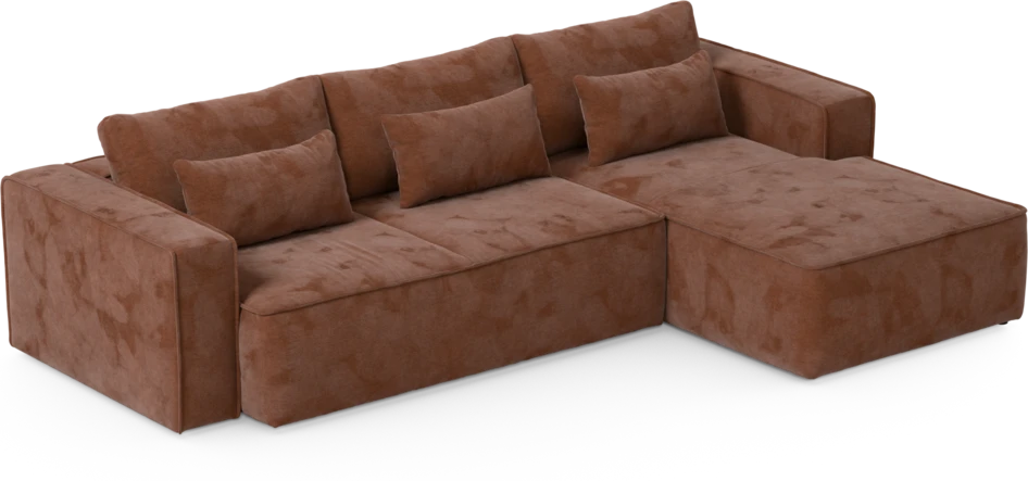 Ide - Bäddsoffa 3-sits med schäslong höger - Orange