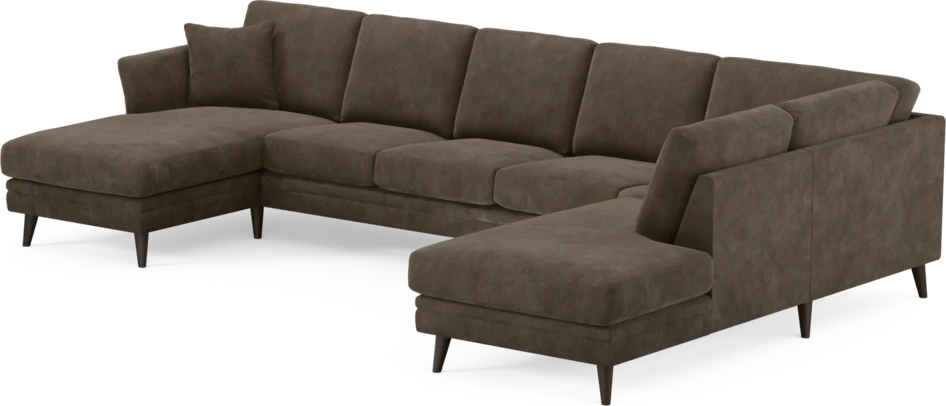 Eden - 3-sits soffa med schäslong vänster och divan höger - Brun