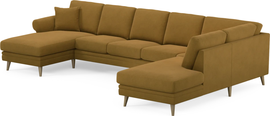 Eden - 3-sits soffa med schäslong vänster och divan höger - Gul