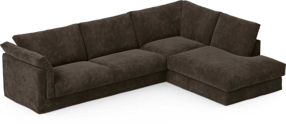 Cherrie - 3-sits soffa med divan höger, med kappa - Brun