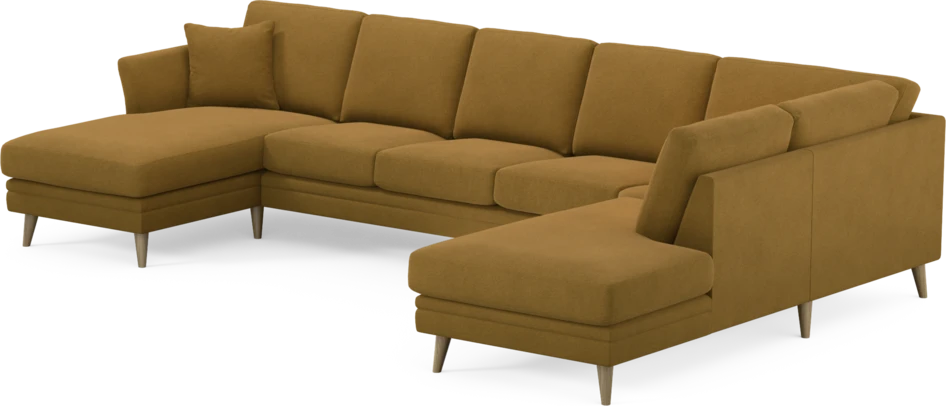 Eden - 3-sits soffa med schäslong vänster och divan höger - Gul