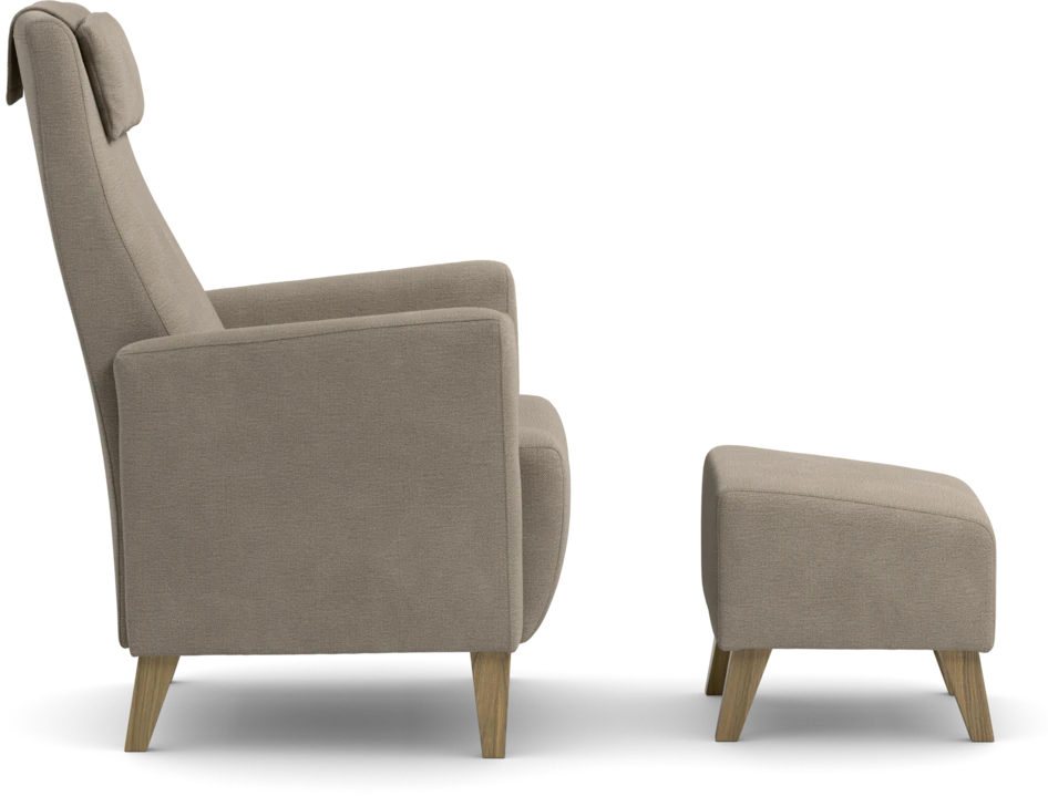 Erik - Fåtölj med fotpall - Beige