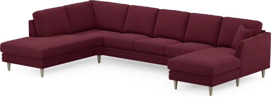 Eden - 3-sits soffa med divan vänster och schäslong höger - Röd