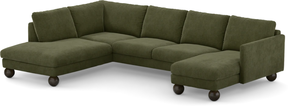 Madison - 2-sits soffa med divan vänster och schäslong höger - Grön